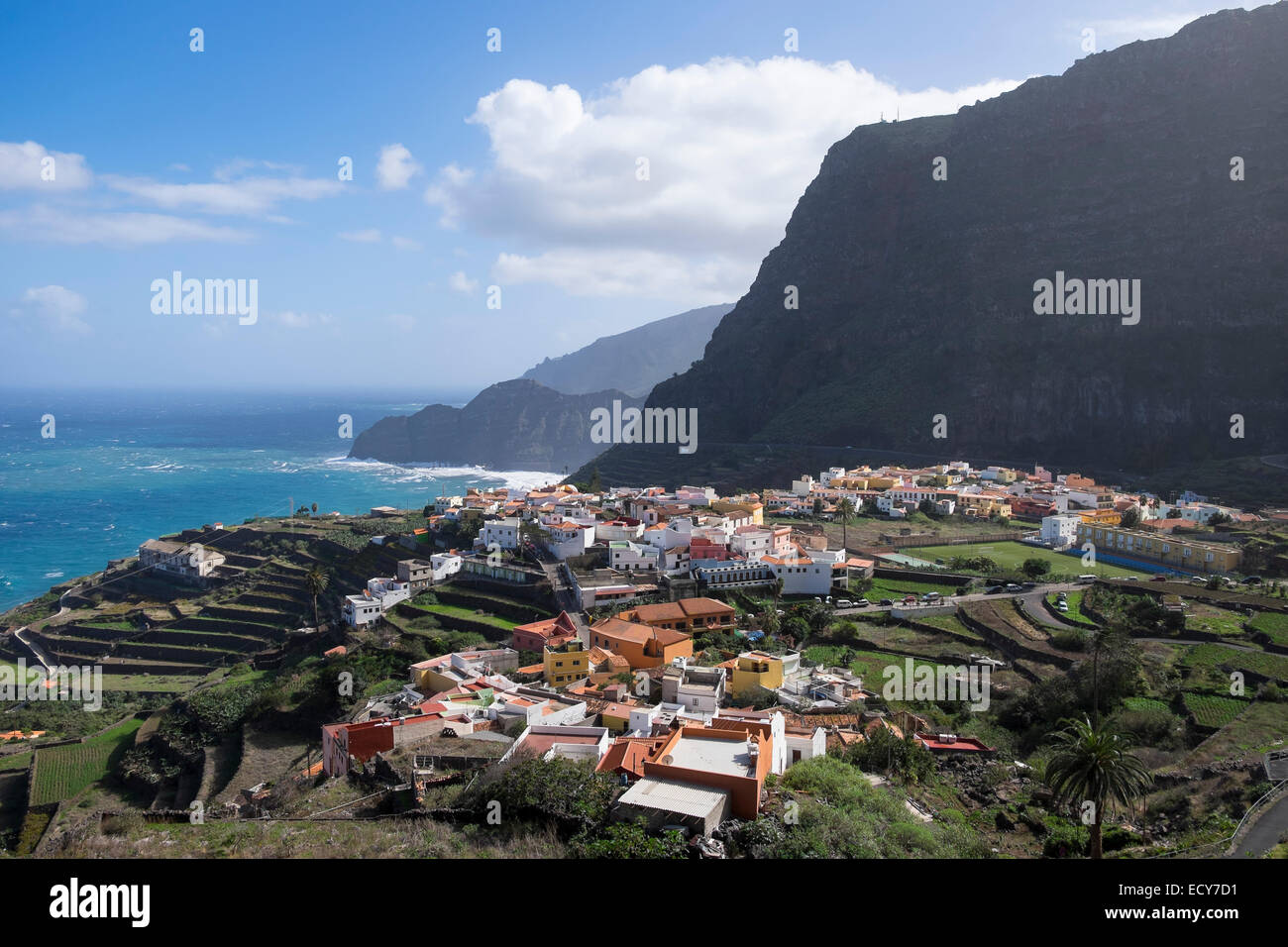 Ansicht von Agulo, La Gomera, Kanarische Inseln, Spanien Stockfoto