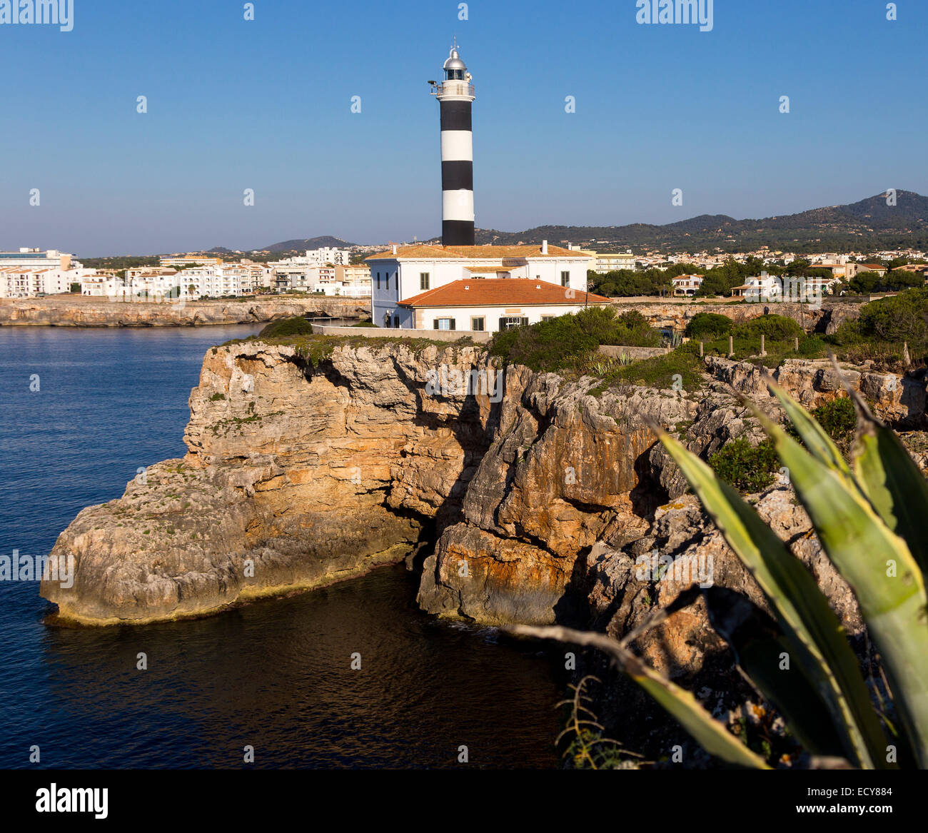 Leuchtturm, Punta de ses Crestes, Portocolom, Mallorca, Balearen, Spanien Stockfoto