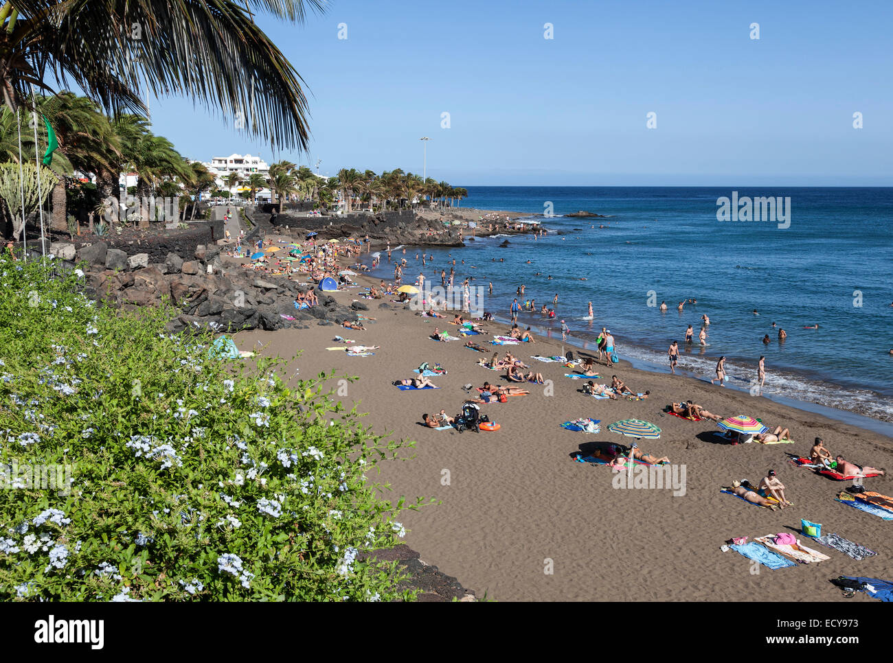 Strand Playa Blanca, Puerto del Carmen, Lanzarote, Kanarische Inseln, Spanien Stockfoto