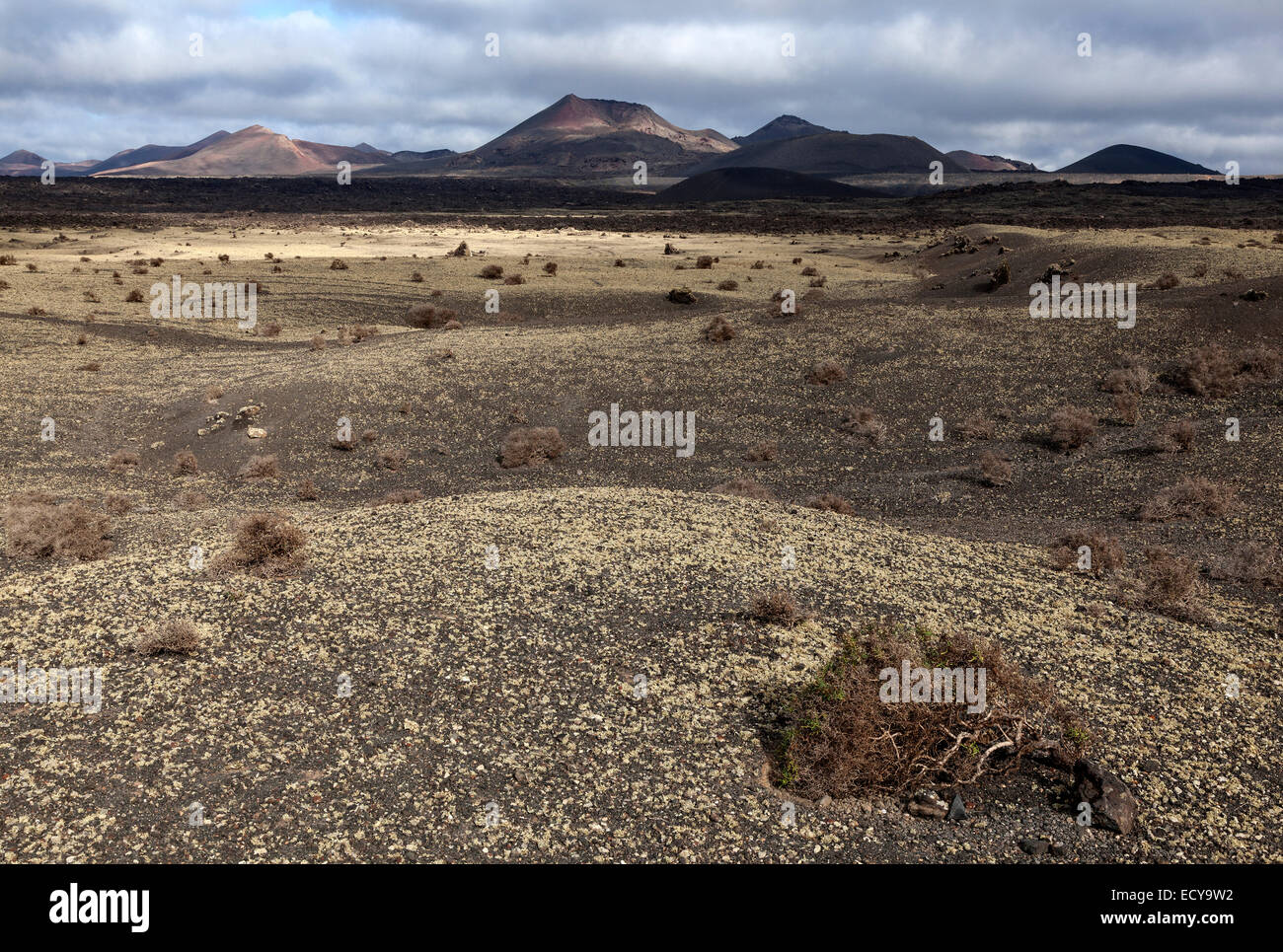 Feuer, Berge, Vulkane, Vulkanlandschaft, Nationalpark Timanfaya, Lanzarote, Kanarische Inseln, Spanien Stockfoto