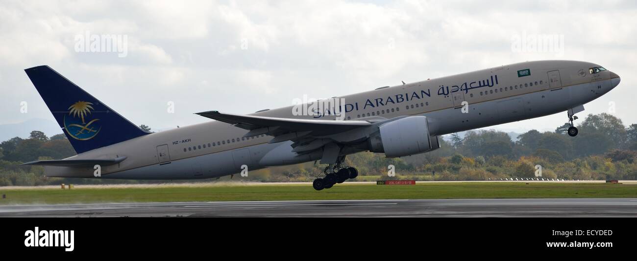 Manchester Flughafen Emirates AIrways Airbus A6-EED A380-800 Stockfoto