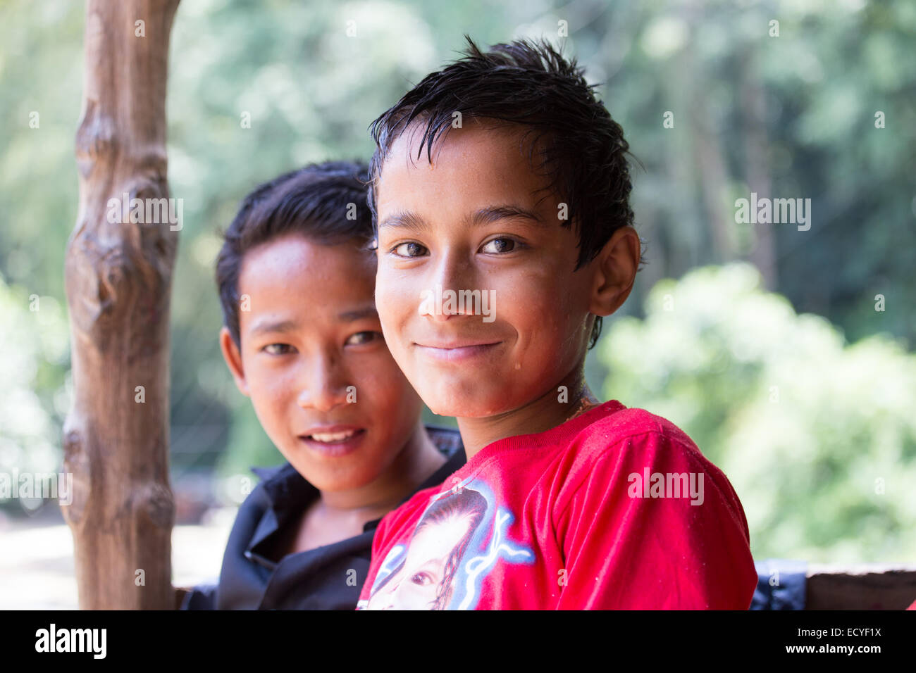 Jungen in Kathmandu, Nepal Stockfoto