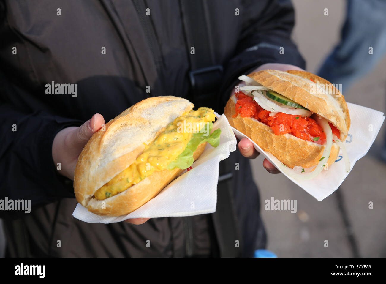 Meeresfrüchte-Sandwich-Oktoberfest-Essen Stockfoto