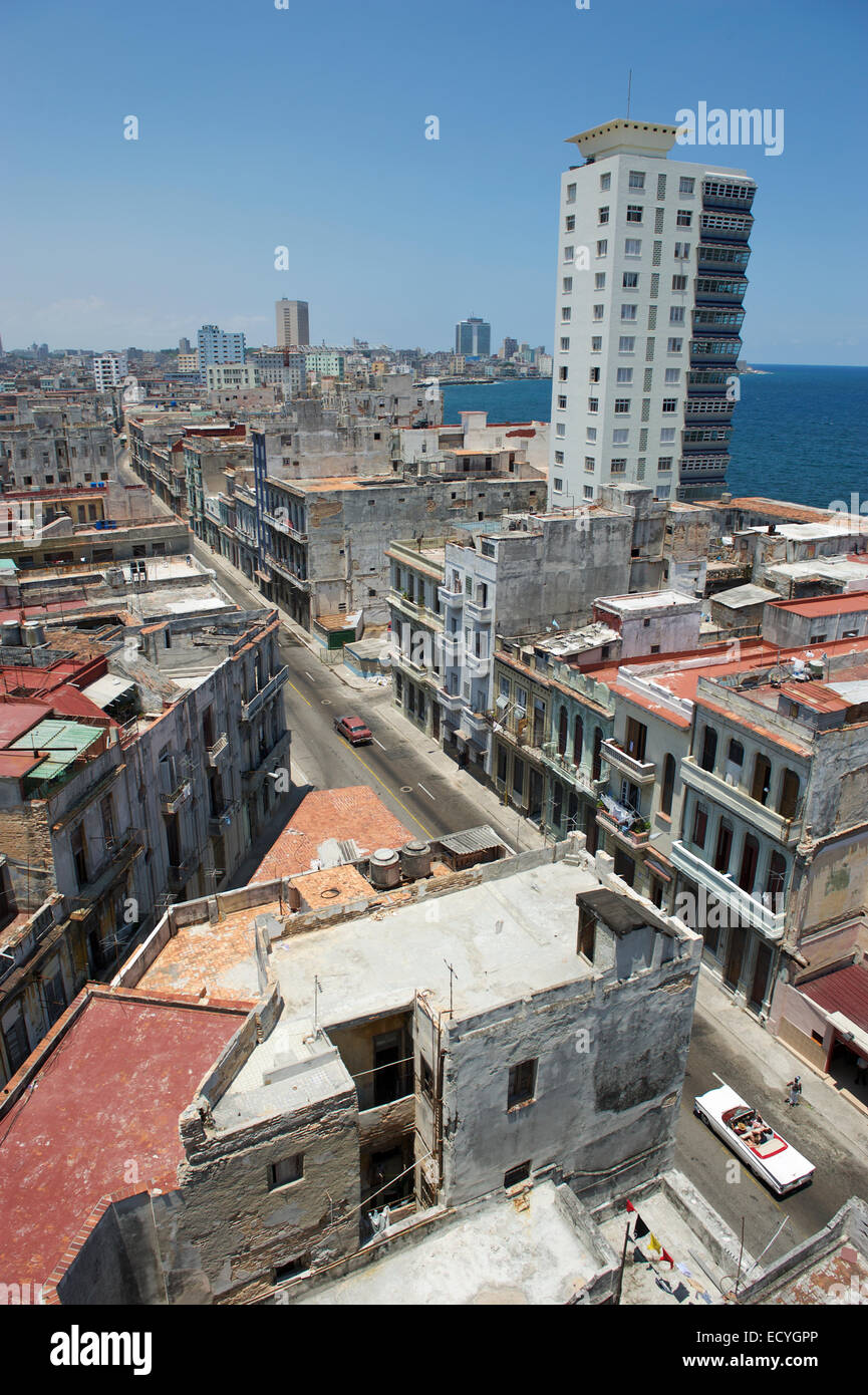 Havanna Kuba Architektur aus einer erhöhten Blick nahe dem Malecon Stockfoto