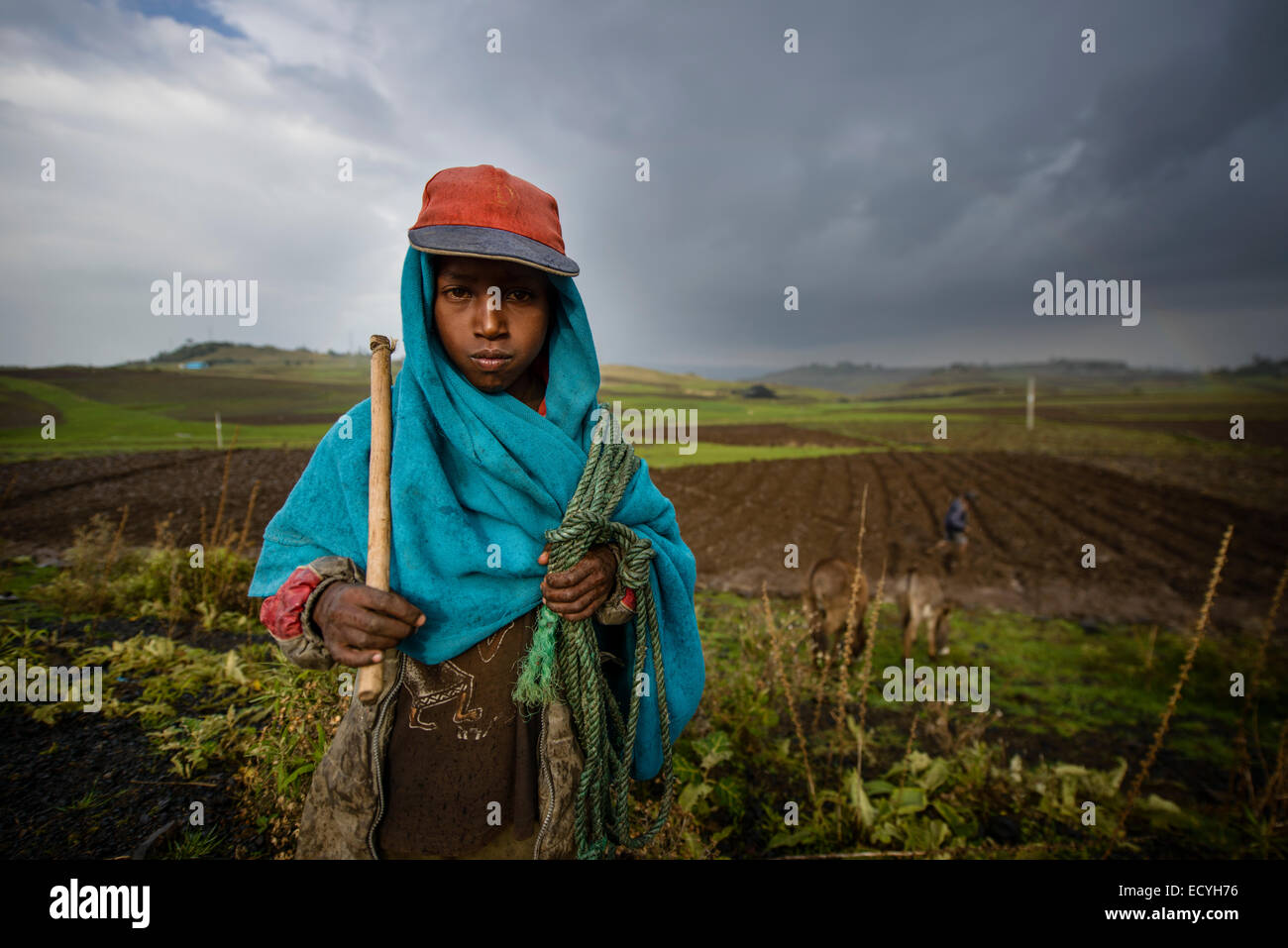 Äthiopischen Bauern, Debre Birhan, Äthiopien Stockfoto