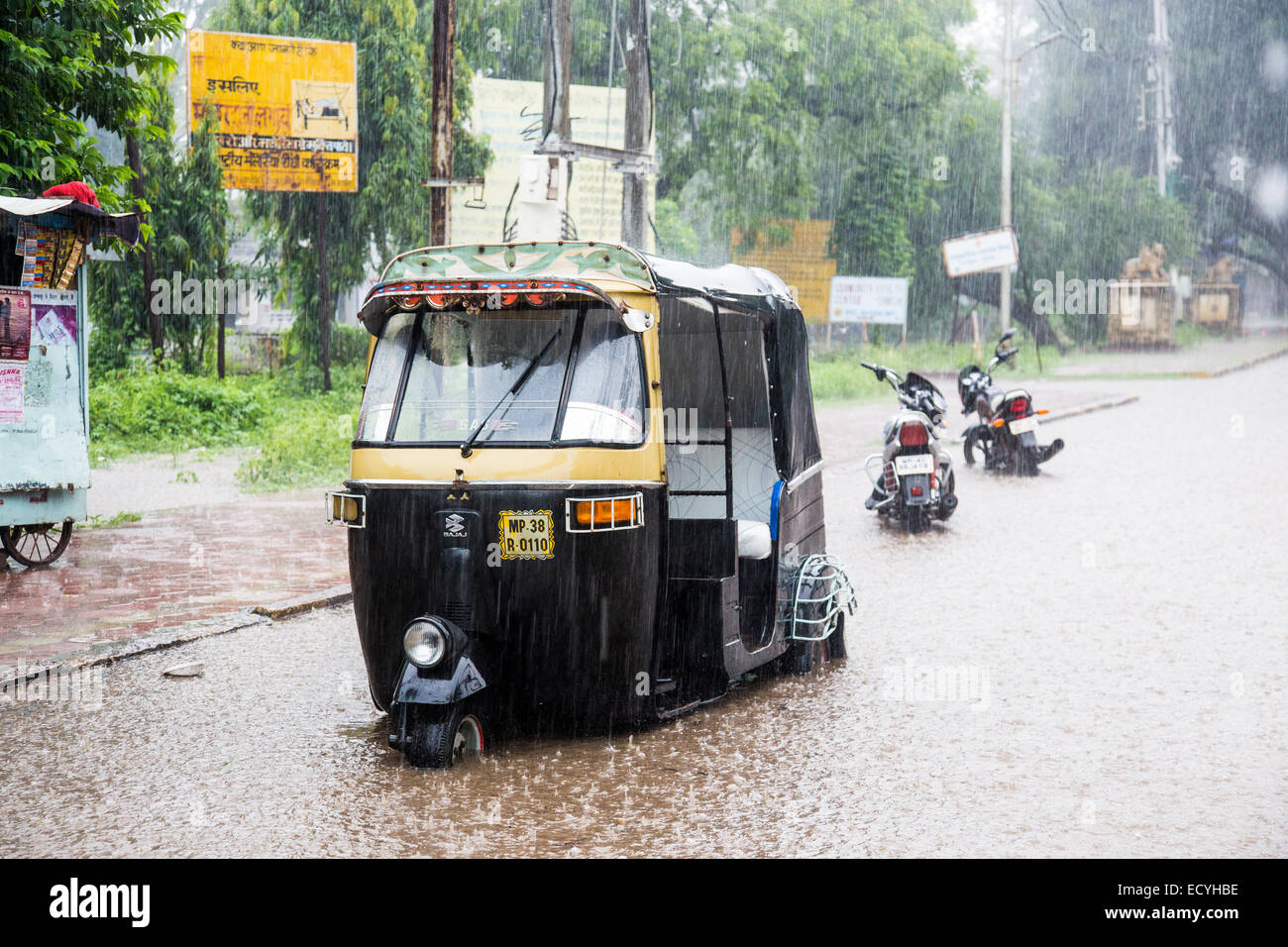 Monsunregen in Madhya Pradesh, Indien Stockfoto