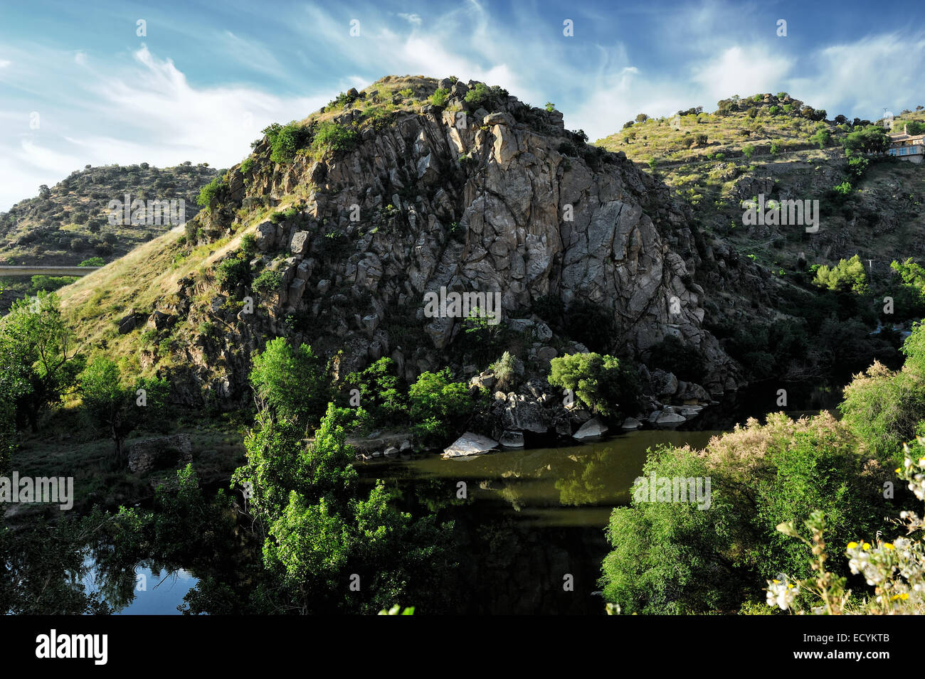 Blick auf die Schlucht des Tajo Flusses in der Nähe von Toledo, Spanien Stockfoto
