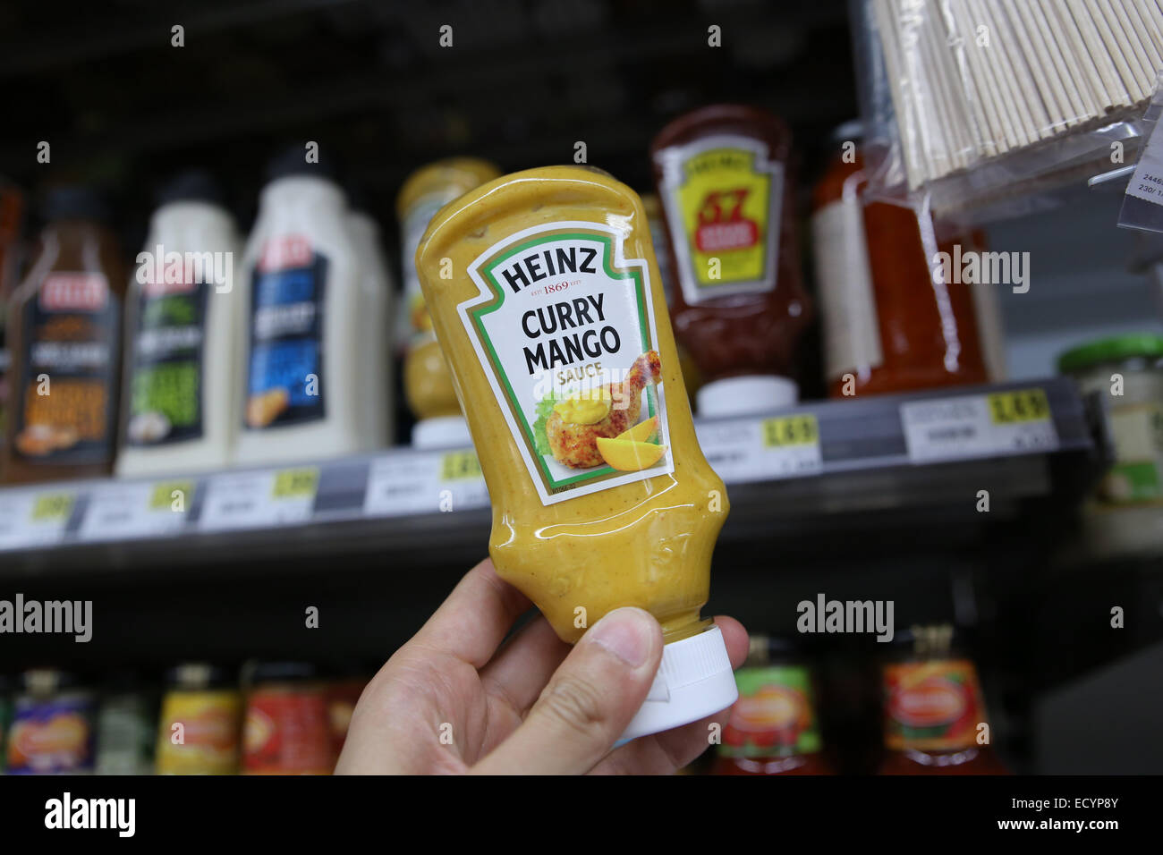 Heinz Curry-Mango-sauce Stockfoto