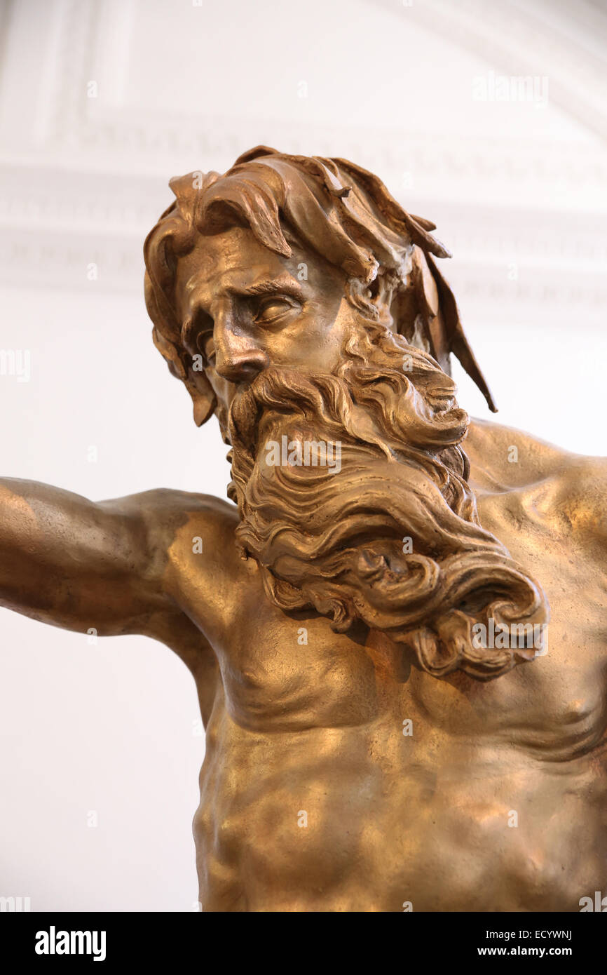 bärtiger Mann Statue closeup Stockfoto