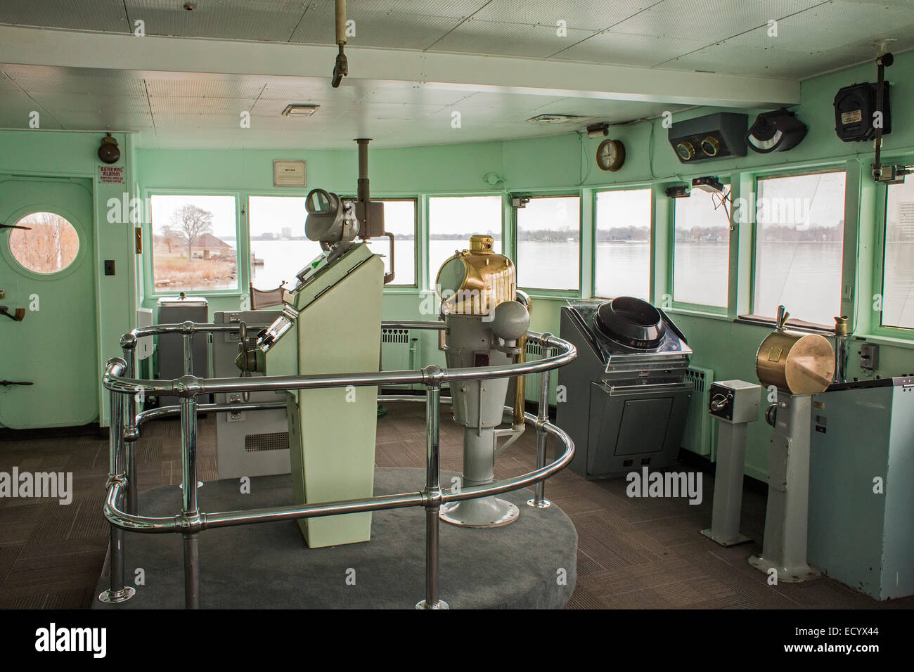 Detroit, Michigan - der pilot-Haus von der SS William Clay Ford, 767-Fuß großen Seen Bulk Frachter. Stockfoto