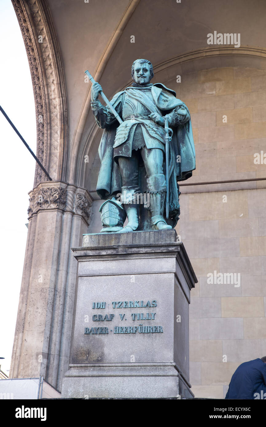 Statue der Münchner Feldherrnhalle Stockfoto