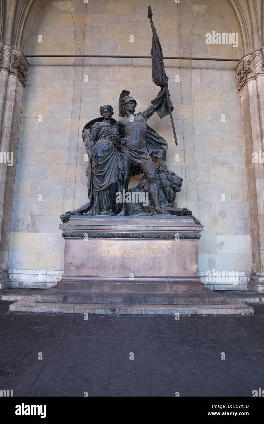 Feldherrnhalle Statue Münchner Wahrzeichen Stockfoto