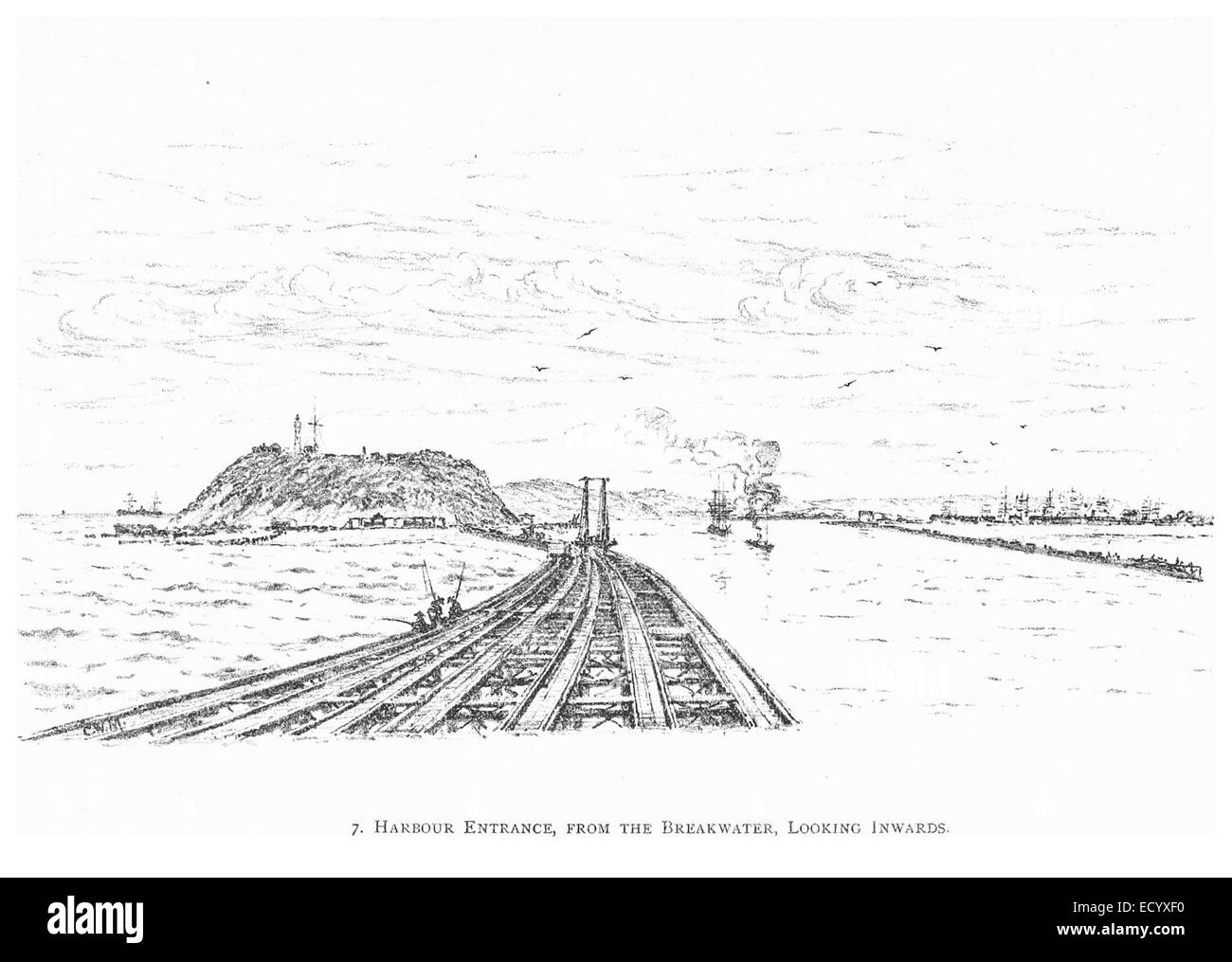 DURBAN (1891) 045 Hafeneinfahrt von der Mole, auf der Suche nach innen Stockfoto