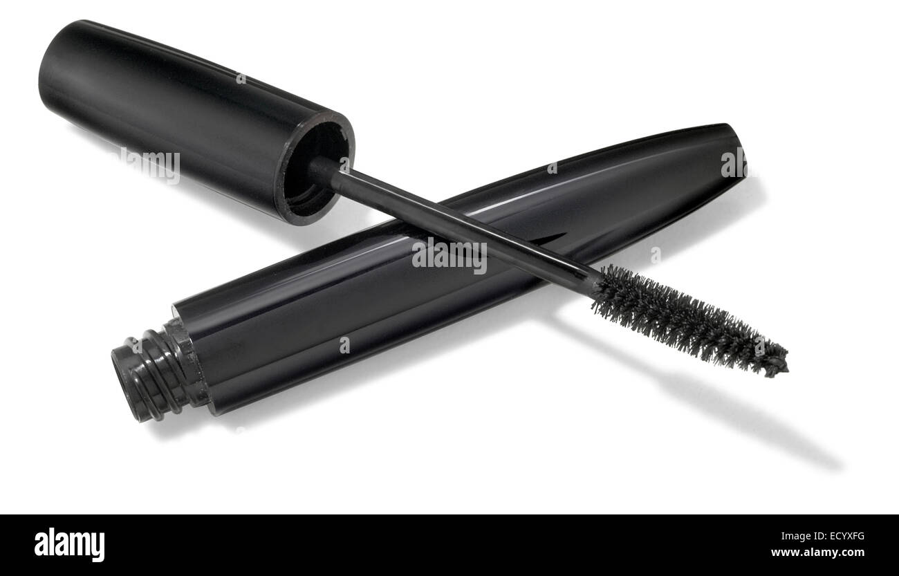 Mascara in schwarzem Etui Stockfoto