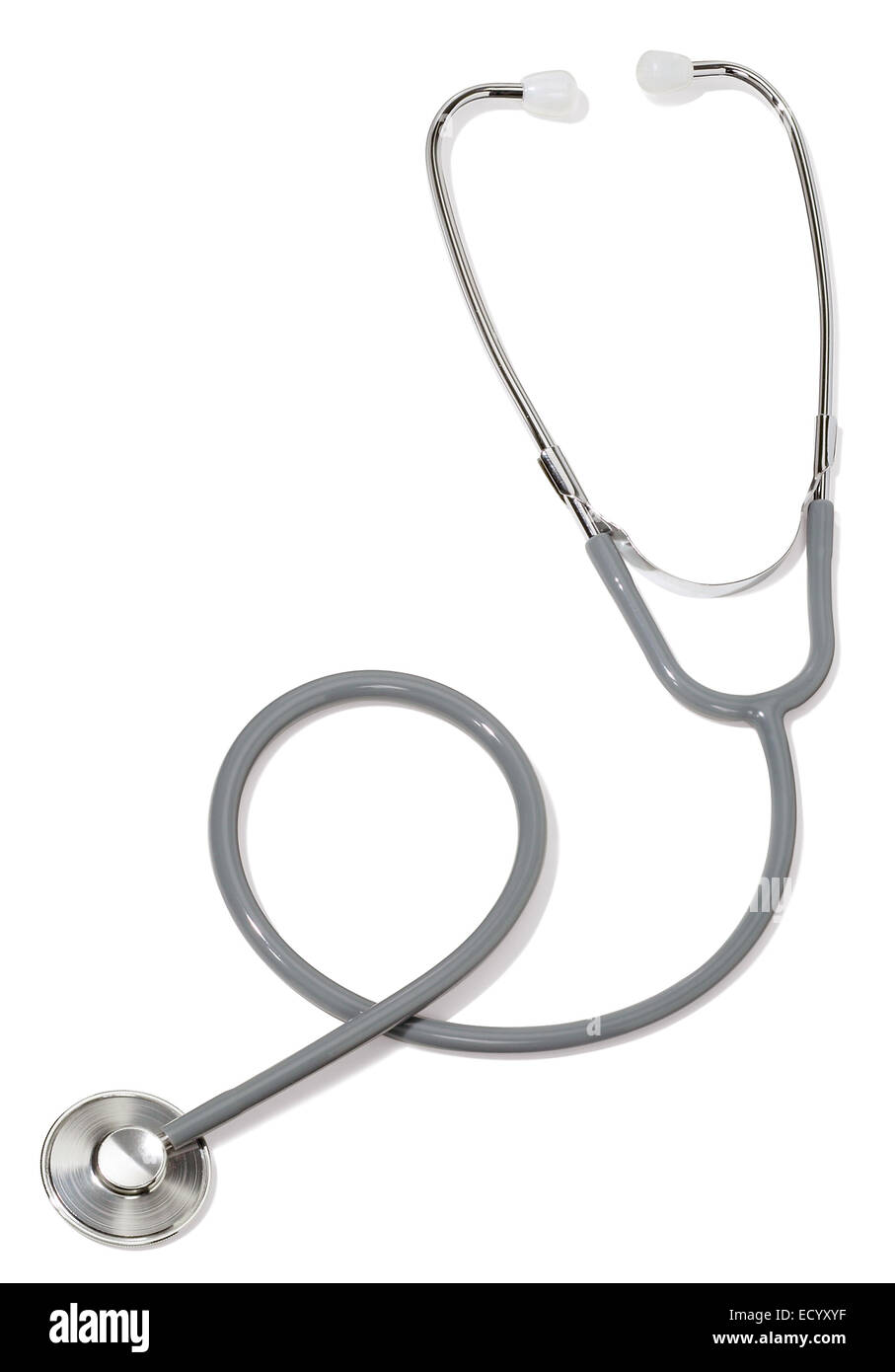 Stethoskop auf weißem Hintergrund fotografiert. Stockfoto