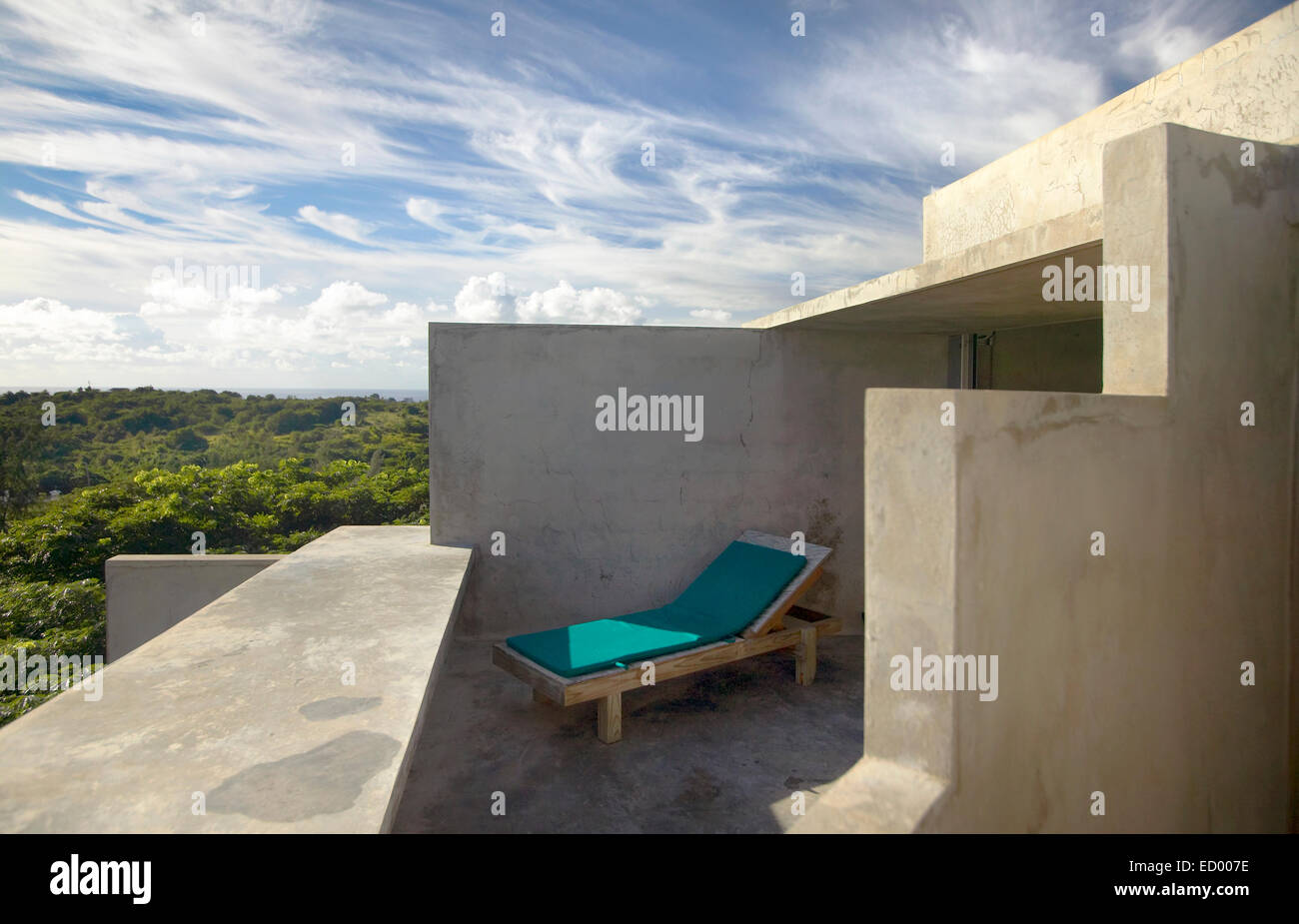 Blick von einer Open-Air-Zimmer im Hix Island house Stockfoto