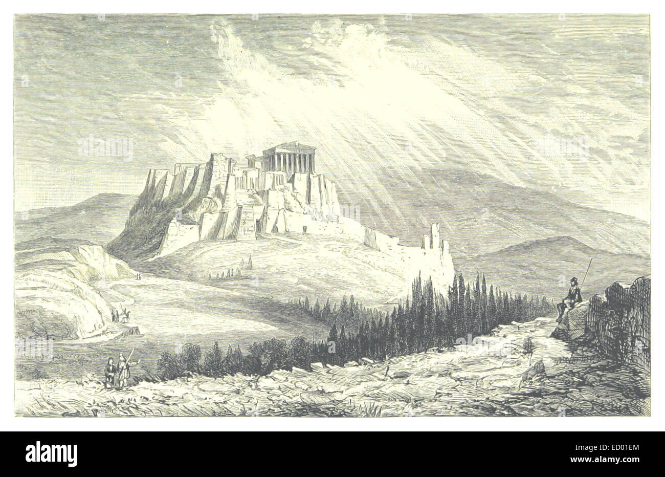 FARRER(1882) p061 die Akropolis, von der PNYX Stockfoto