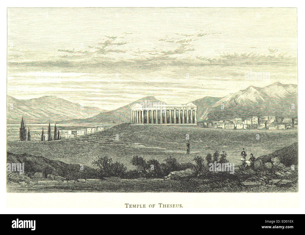 Diese Referenz von Farrer aus dem Jahr 1882 bietet einen detaillierten Blick auf den Tempel des Theseus in Athen und zeigt seine architektonischen Merkmale und Bedeutung als antike griechische Struktur. Stockfoto