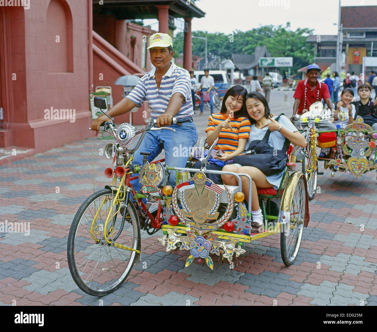 Geschmückten Rikscha Rikscha (Trisikad), Malacca Central District, Malacca (Melaka) Stadt, Zustand von Malacca, Malaysia Stockfoto