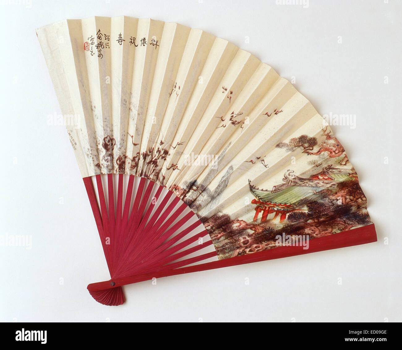 Chinesische malte Fan, Shanghai, Volksrepublik China Stockfoto