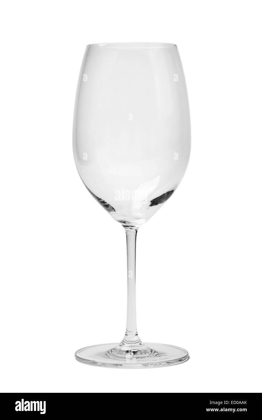 Leere Rotweinglas - mit Beschneidungspfad, isoliert auf weißem Hintergrund. Stockfoto