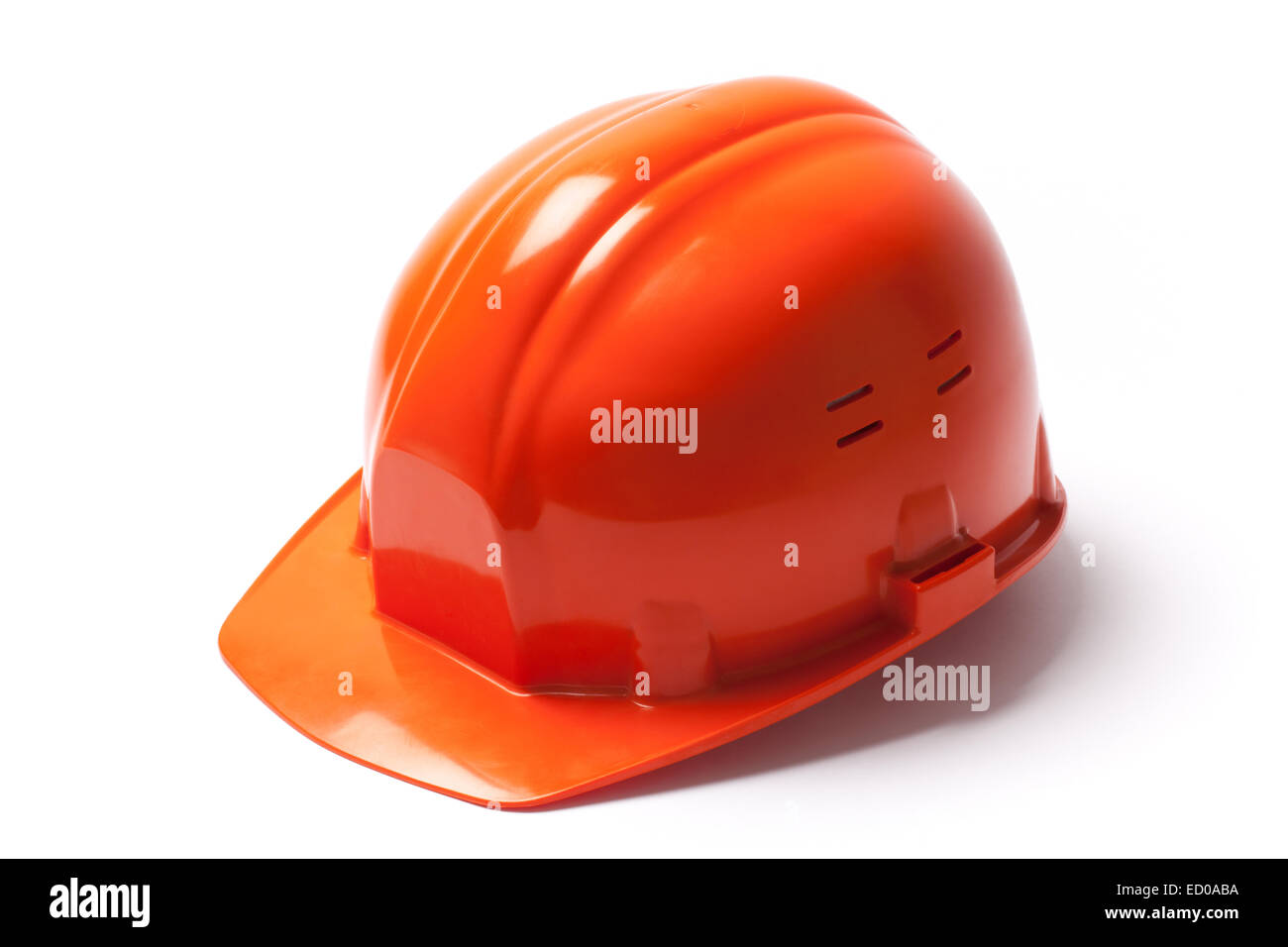 Bild von einem neuen Bauarbeiterhelm isoliert auf weißem Hintergrund. Stockfoto