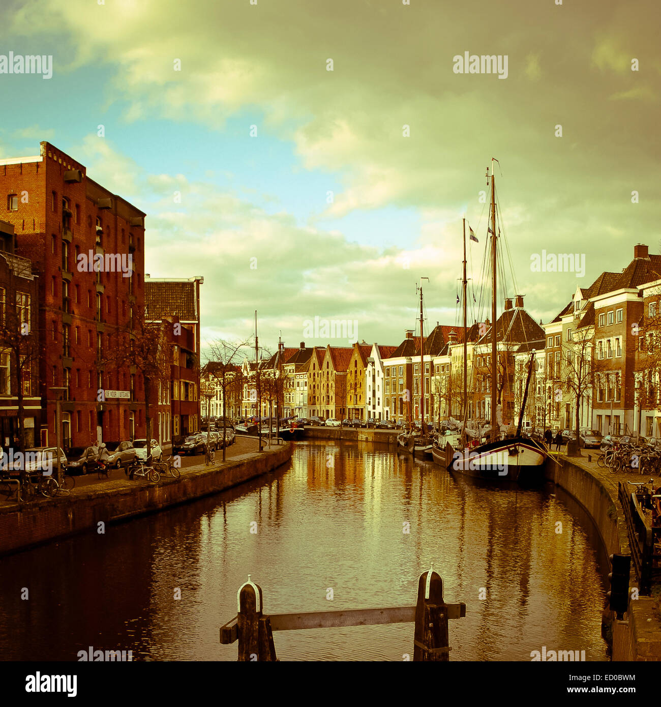 Fluss AA durch Hoge der AA, Groningen, Niederlande Stockfoto