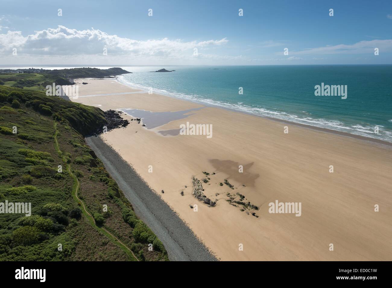 Frankreich, Côtes d ' Armor, Pleneuf Val Andre, Paragliding Flug von der Website von Ville Berneuf Stockfoto