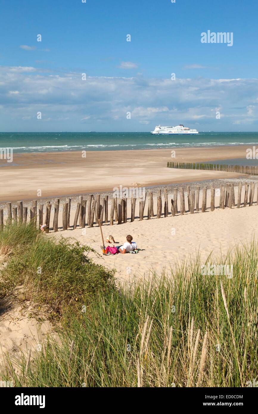 Frankreich, Pas-De-Calais, Sangatte, Einsätze Wellenbrecher und Fähre Unternehmen MyFerryLink Durchführung den Calais-Dover-link Stockfoto