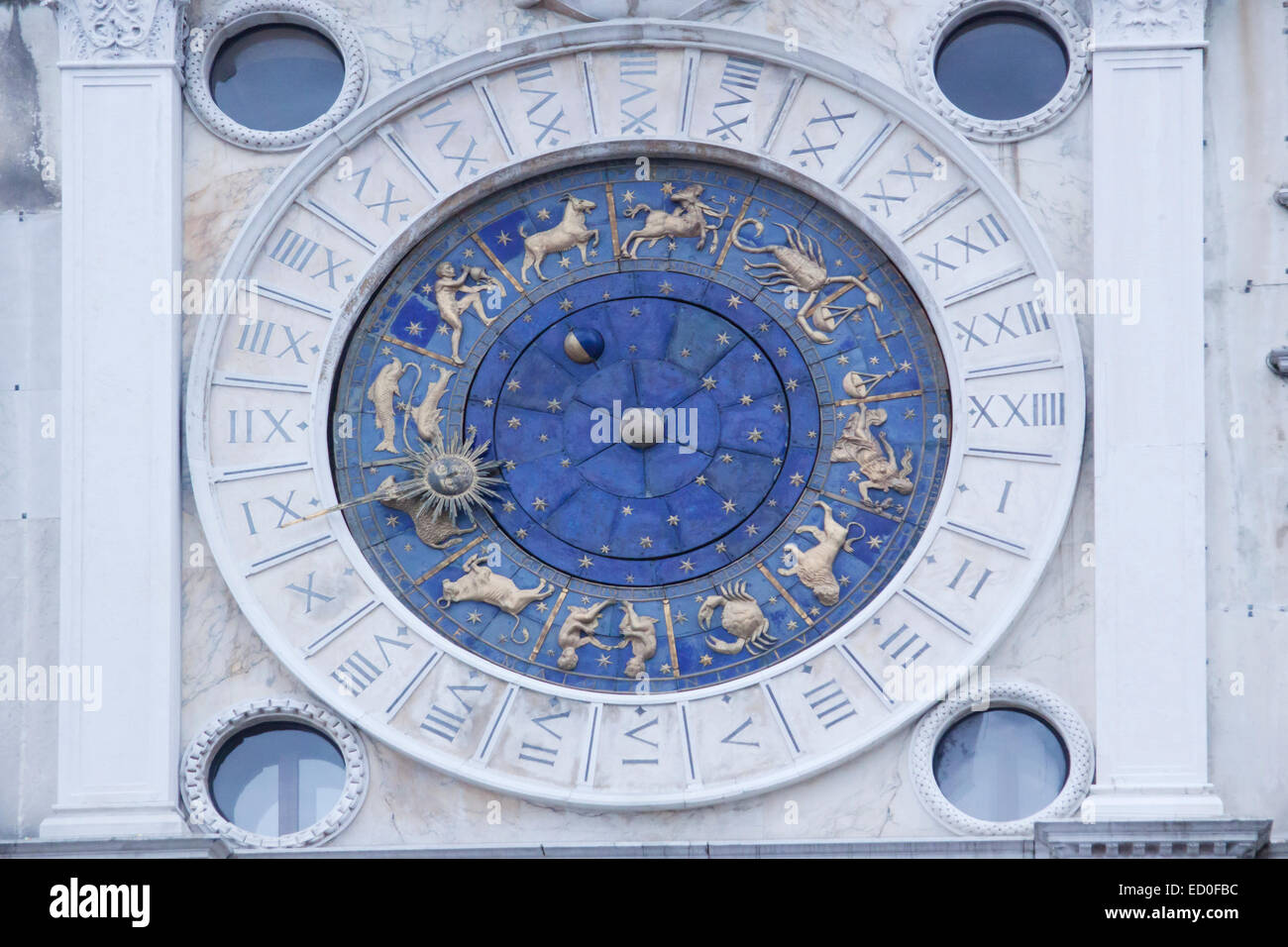 Astrologische Uhr Gesicht St. Markus Platz Venedig Italien TV000312 Stockfoto