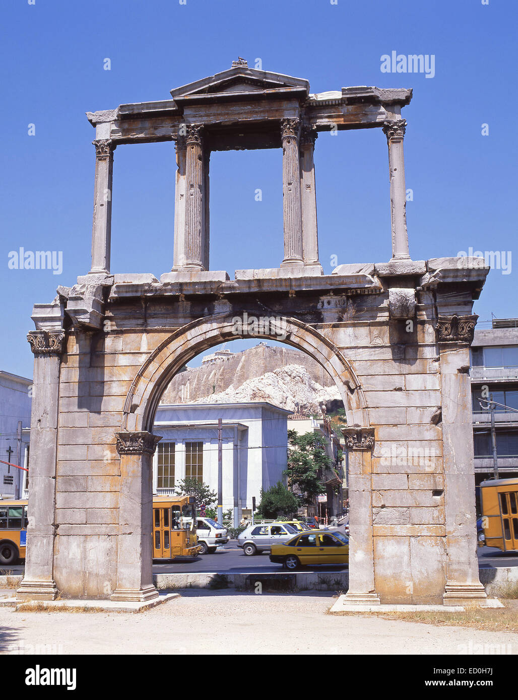 Hadrians Bogen, Plaka, Athen, Zentrum von Athen, Attika, Griechenland Stockfoto