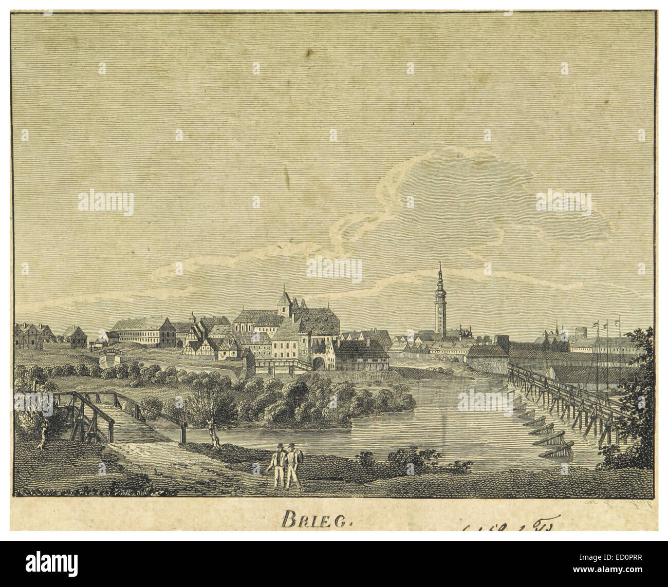 FISCHER, STUCKART(1819) Schlesien p108 - Brieg Stockfoto