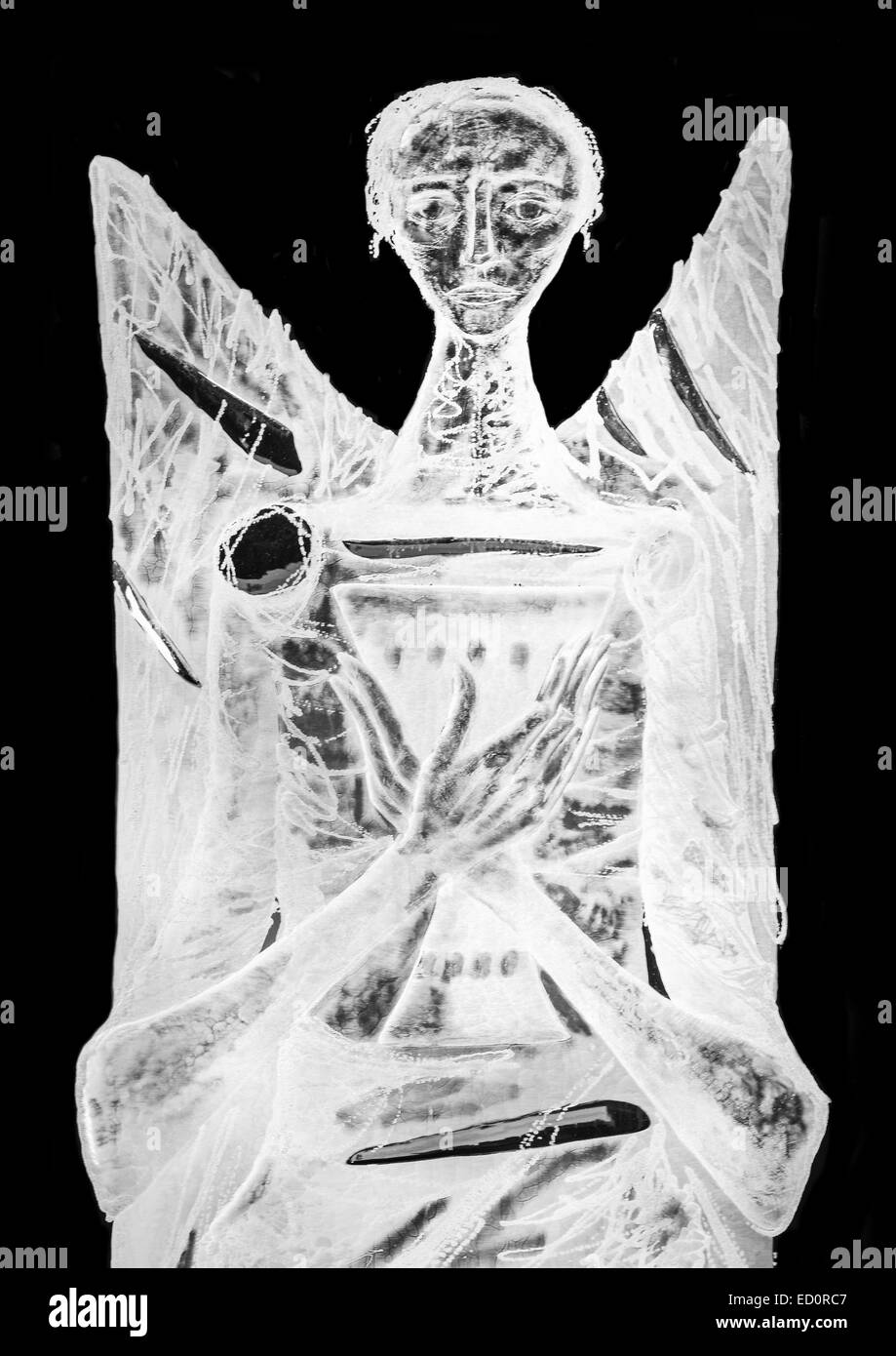 Engel in Glas geätzt Stockfoto