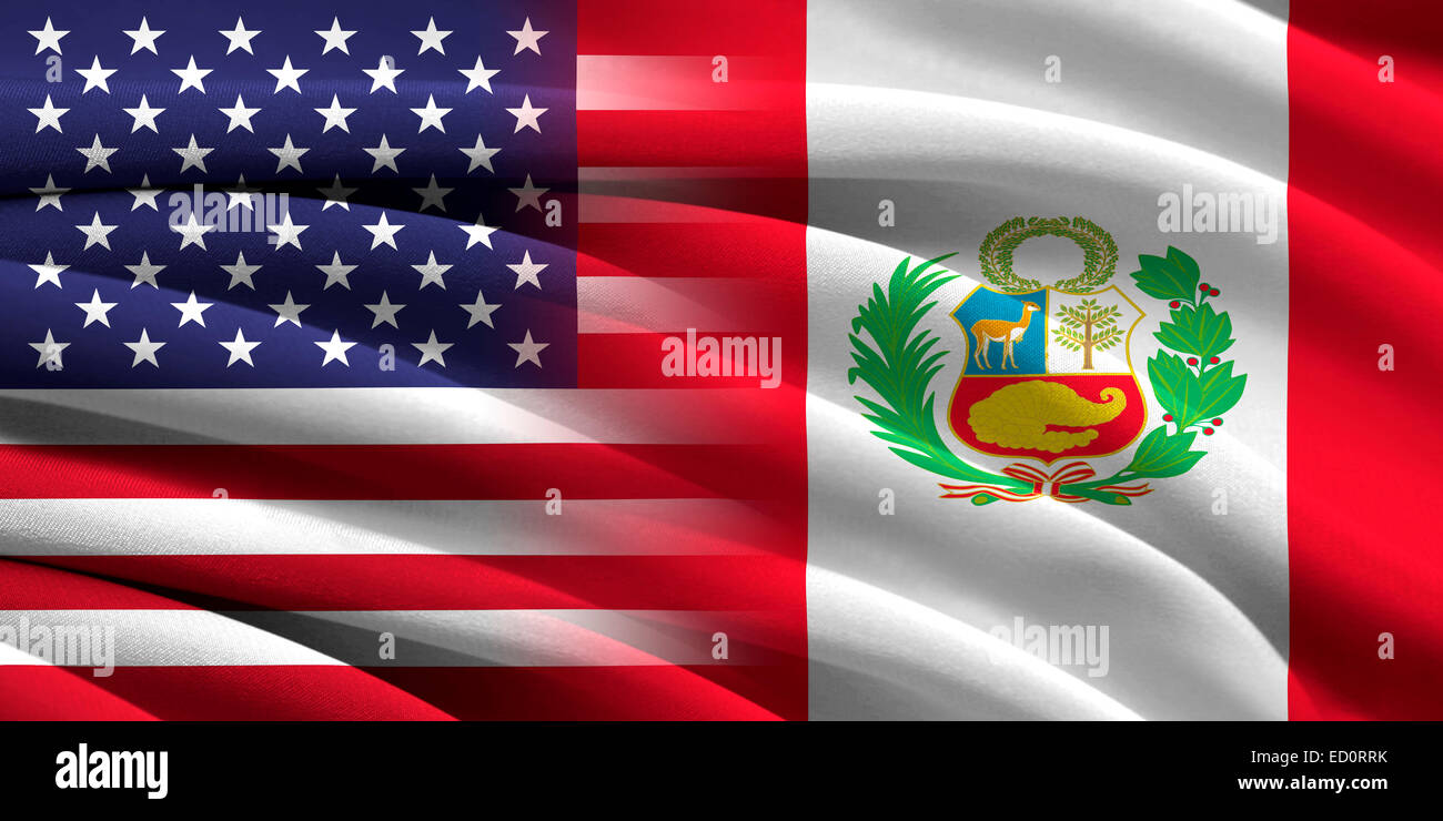 USA und Peru. Beziehungen zwischen beiden Ländern. Konzeptbild. Stockfoto