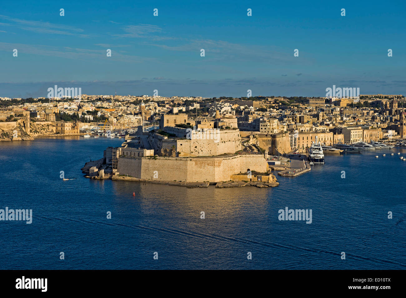 Fort St. Angelo in der Mitte des Grand Harbour, Vittoriosa, Malta Stockfoto