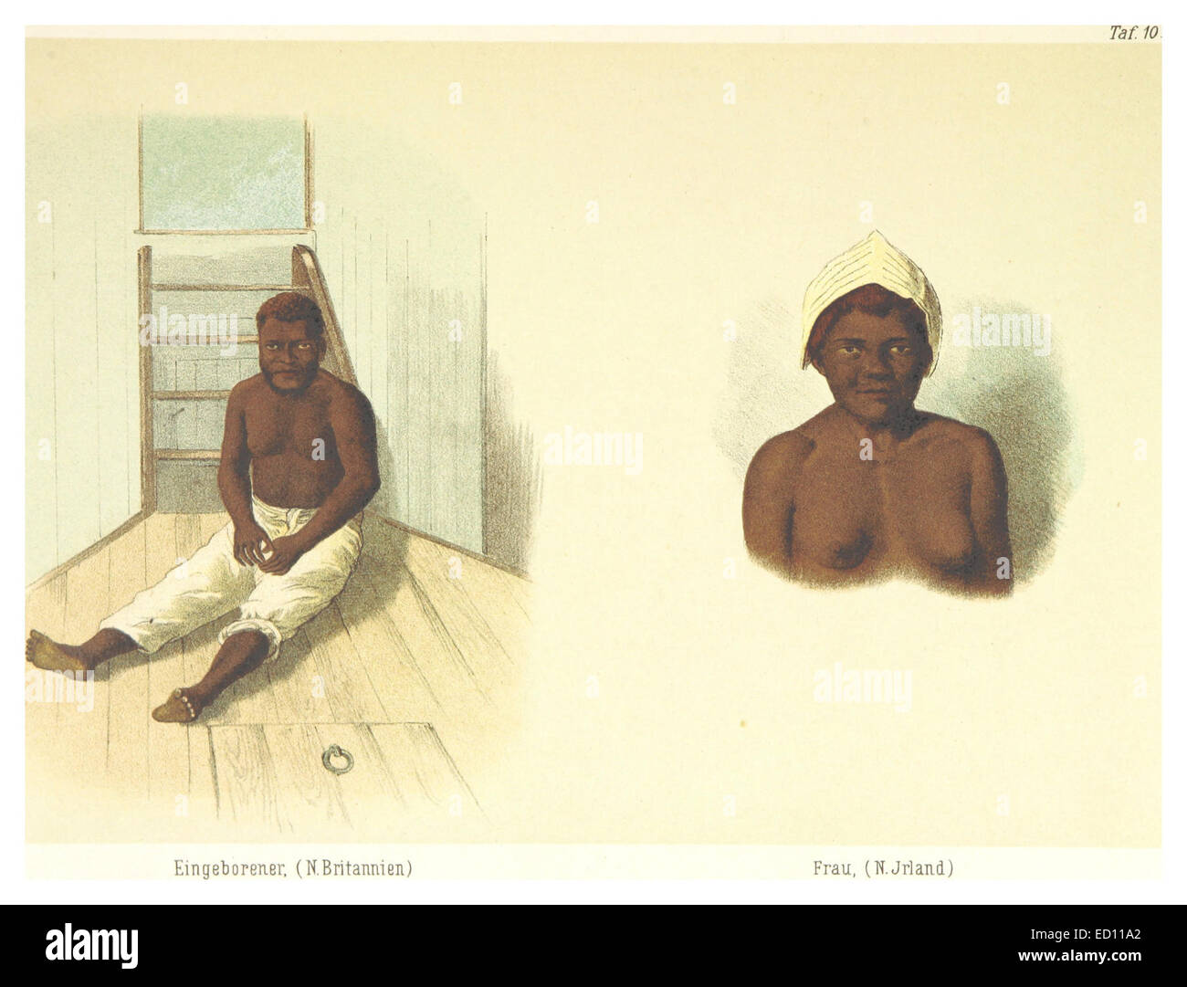 Eine Illustration aus dem Jahr 1883 aus der HH, die die Eingeborenen in einem kulturellen Kontext darstellt und deren Lebensstil und Traditionen während dieser Zeit zeigt. Stockfoto