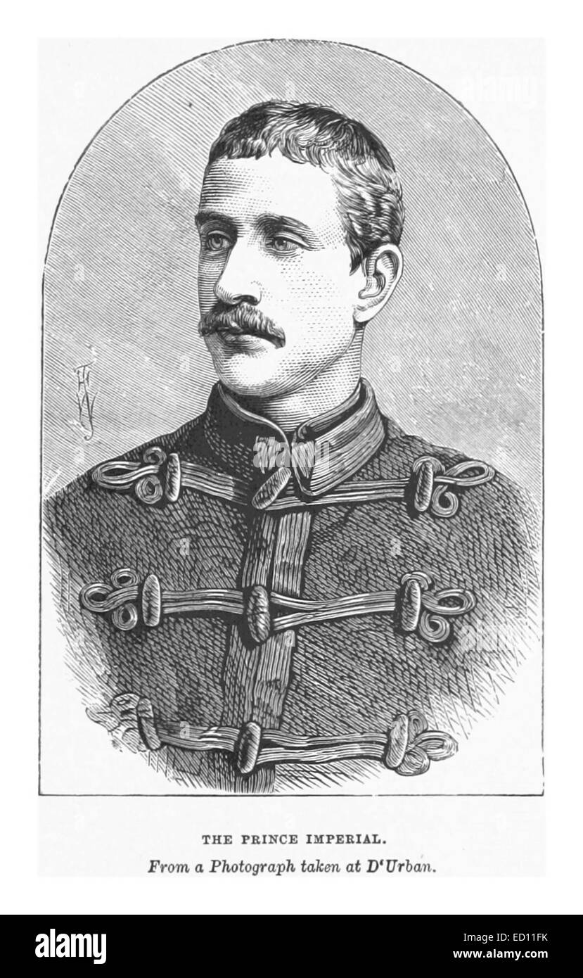 Diese 1879 von Holden gefertigte Illustration zeigt den Prinzen Imperial, den Sohn Napoleons III. Von Frankreich. Das Bild zeigt den jungen Prinzen, der während des Anglo-Zulu-Krieges starb, und stellt eine wichtige Figur in der französischen Kaisergeschichte dar. Stockfoto
