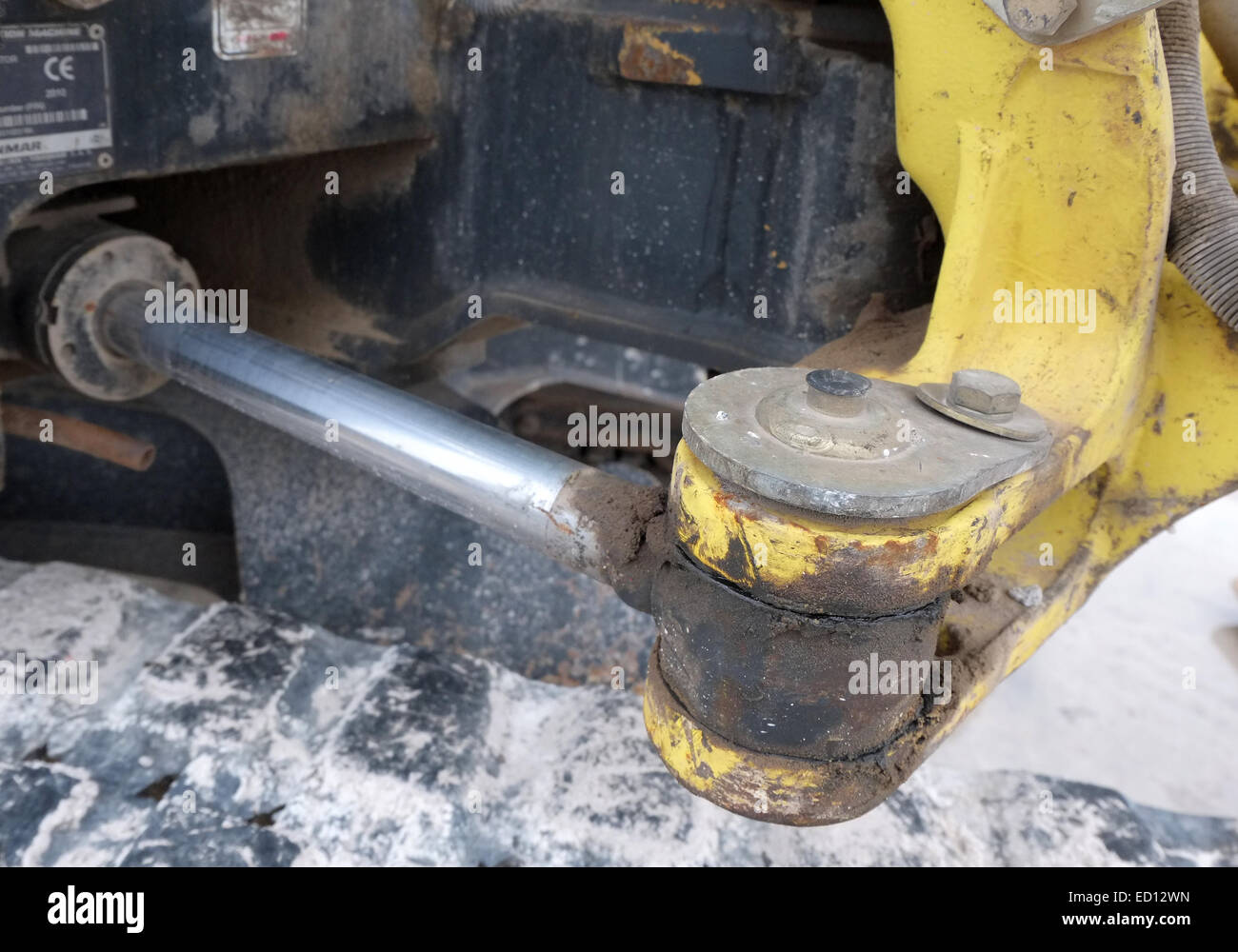 Schließen Sie im Detail einer Digger Pflanze hydraulischer Widder Baumaschine.  22. Dezember 2014 Stockfoto