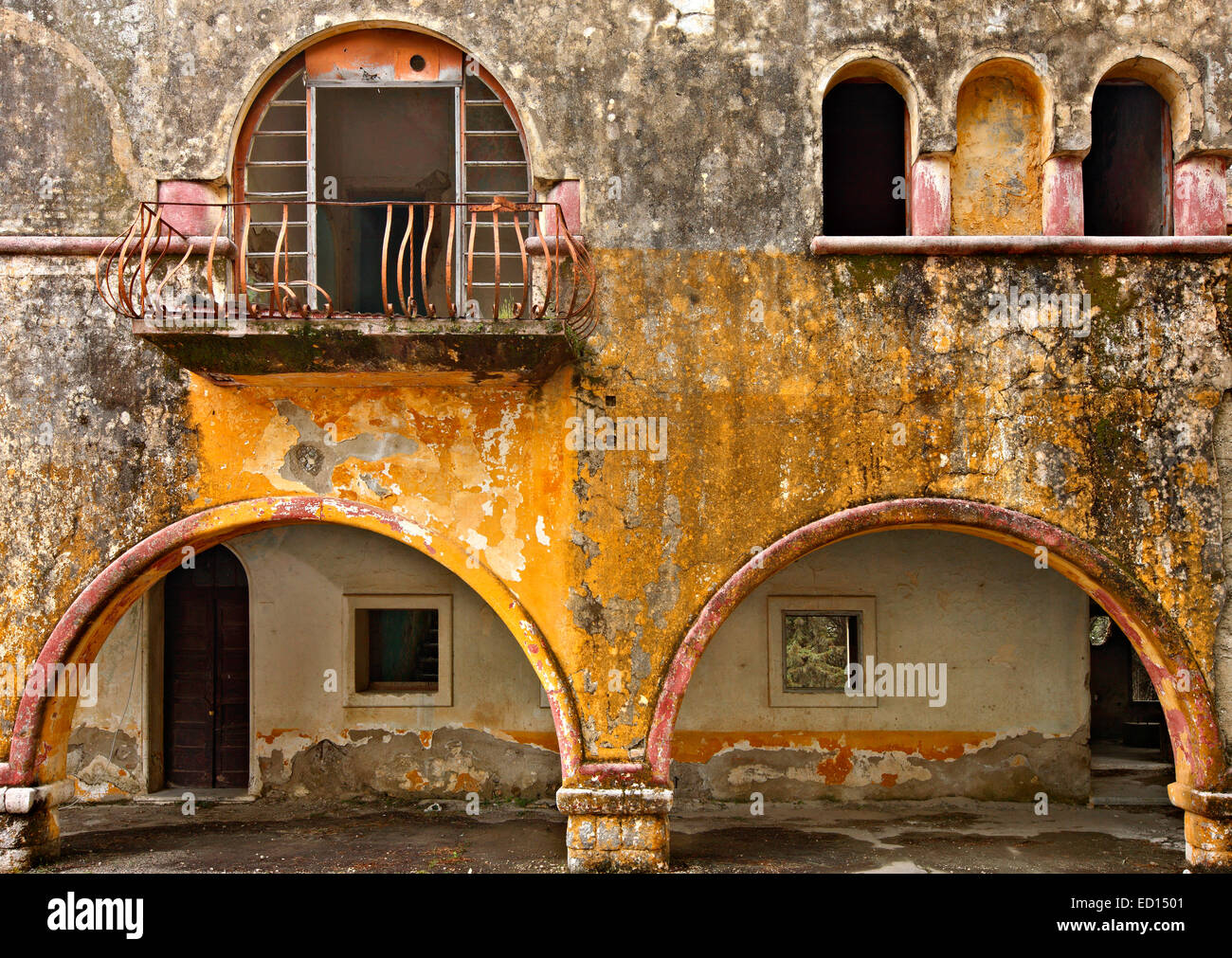 Zu den "vergessenen" Dorf Eleousa bekannt als eines der "Italienischen" Dörfer der Insel Rhodos, Dodekanes, Ägäis, Griechenland Stockfoto