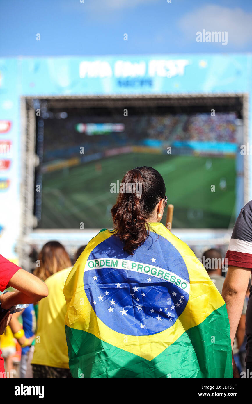 Fans in der Arena Pernambuco für Gruppe D Match, Costa Rica V Italien wo: Recife, Brasilien: 20. Juni 2014 Stockfoto