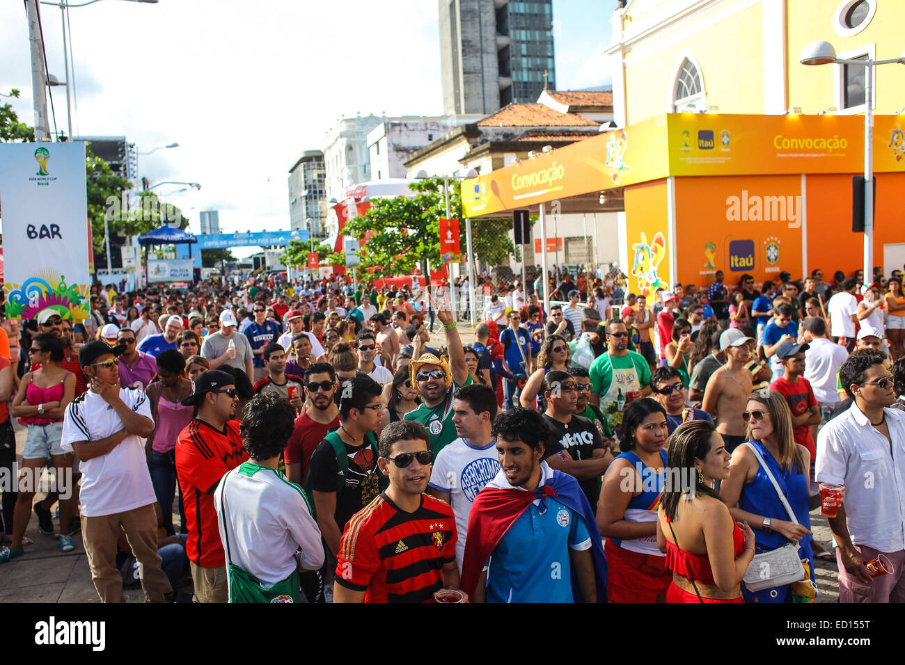 Fans in der Arena Pernambuco für Gruppe D Match, Costa Rica V Italien wo: Recife, Brasilien: 20. Juni 2014 Stockfoto