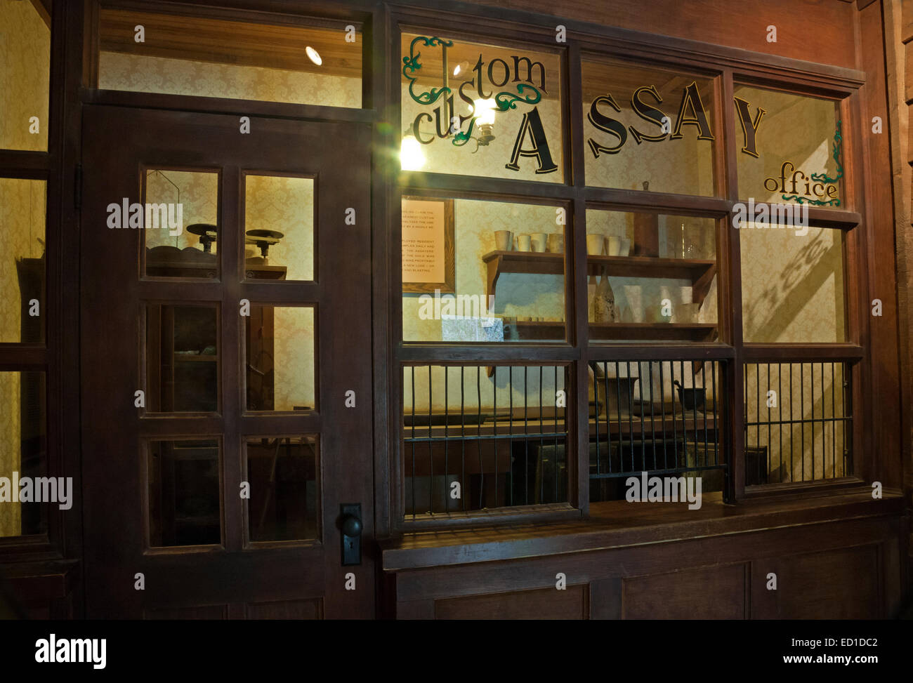 CA02609-00... Kalifornien - alte Assay Office-Ausstellung im Marshall Gold Discovery State Historic Park. Stockfoto