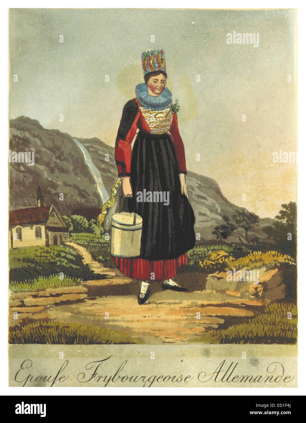 Reinhardt(1822), Kostüme Suisses - EPOUSE Freiburger ALLEMAND Stockfoto