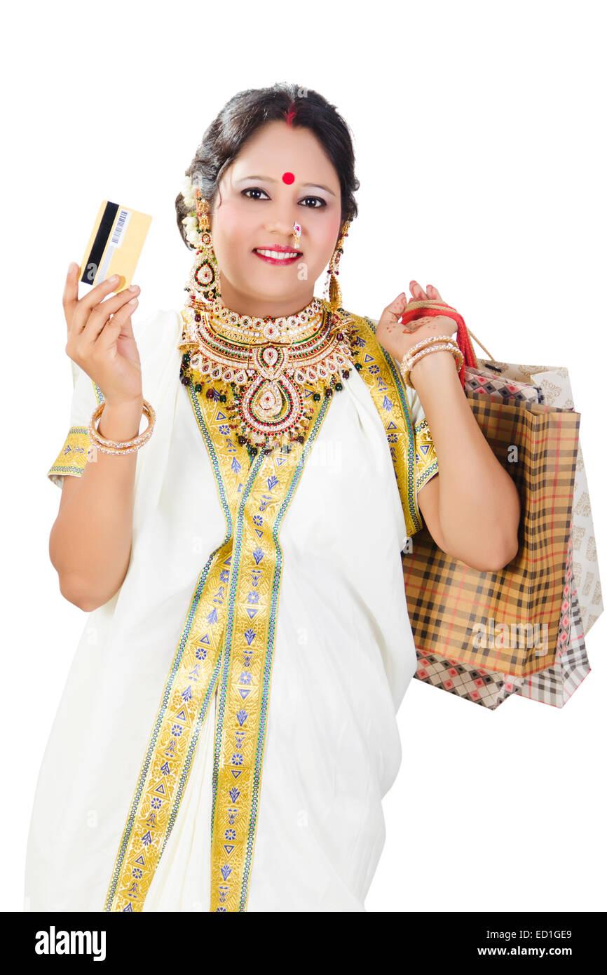 1 South indian Lady Online-shopping Stockfoto