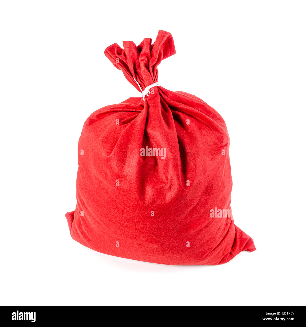 Santa Claus rote Tasche voll, auf weißem Hintergrund. Datei enthält einen Pfad in die Isolation. Stockfoto