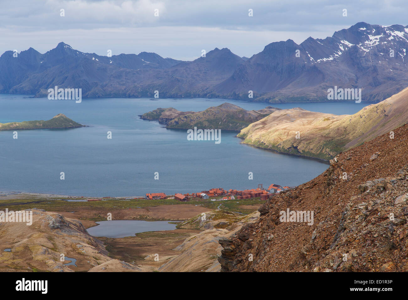 Besucher wandern zwischen Fortuna Bay und Stromness, der letzte Teil von Shackletons berühmten Wandern, South Georgia Island, Antarktis Stockfoto