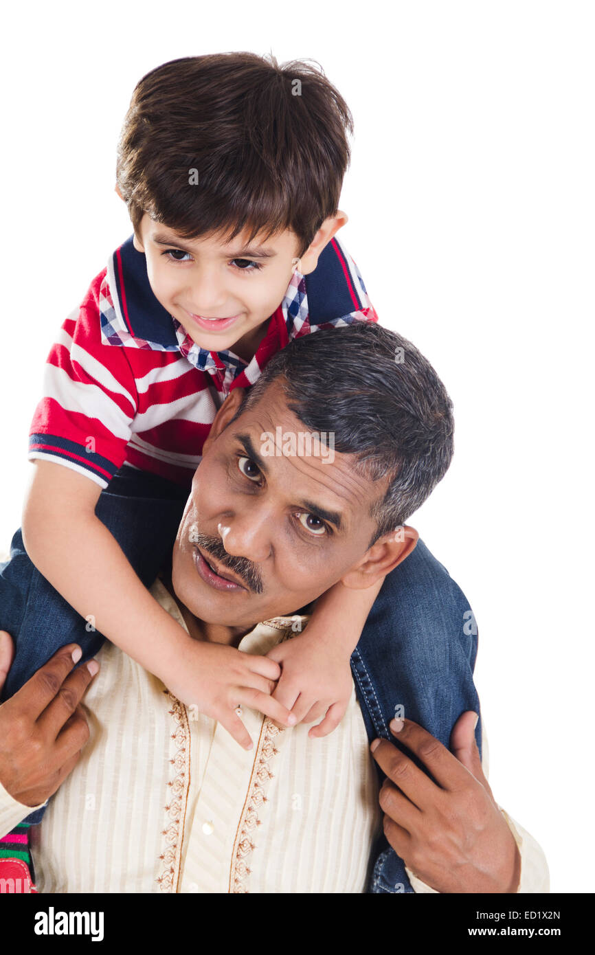 indische Großvater und Enkel Spaß Stockfoto