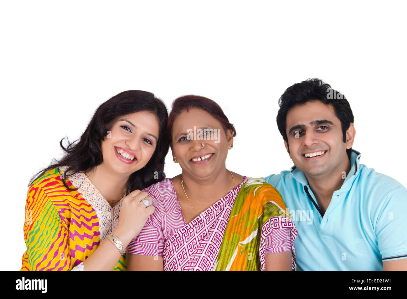 Genießen Sie indische Mutter erwachsenen Sohn und Tochter Stockfoto