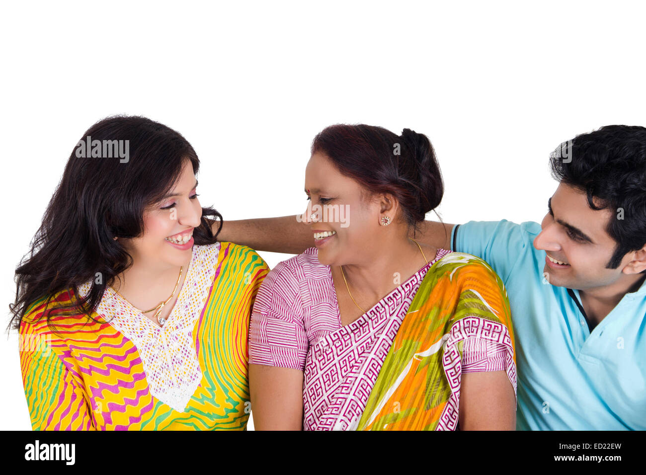 Genießen Sie indische Mutter erwachsenen Sohn und Tochter Stockfoto