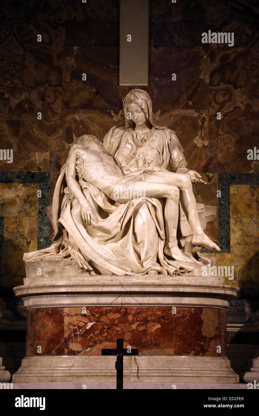 Michelangelo Buonarroti (1475-1564). Pieta. Den Petersdom. Vatikan-Stadt. 1498-1499. Stockfoto